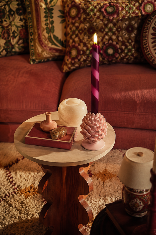 Vela LED Northern Lights Candy Cane Rosa/Borgoña