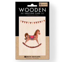 Little Horse Birthday Baptism Babyshower Wooden folded greeting card