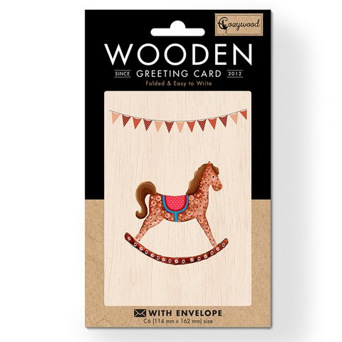 Little Horse Birthday Baptism Babyshower Wooden folded greeting card