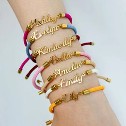 Nome personalizzato per catena a corda colorata Bracciale Nome regolabile personalizzato per ragazze