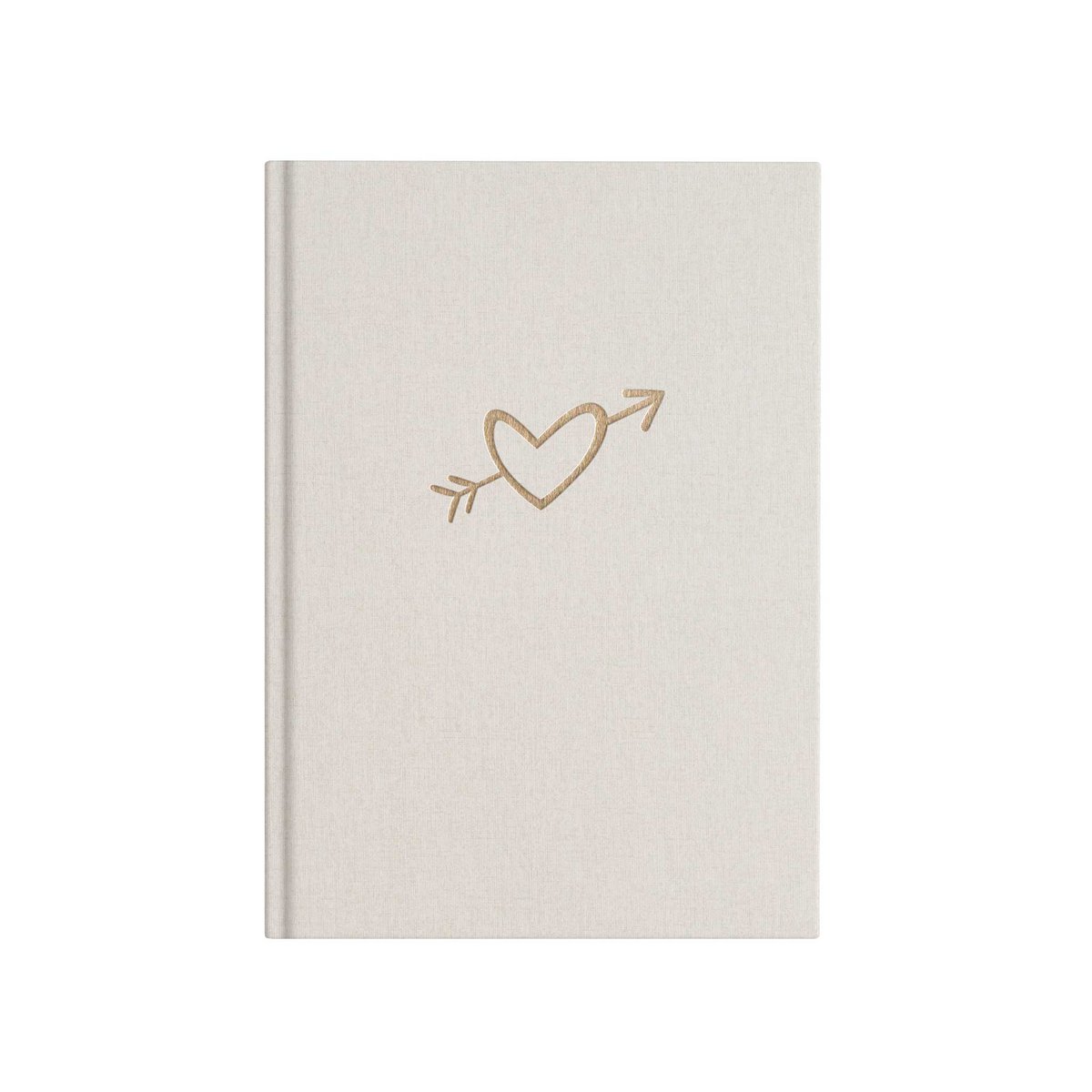 Carnet "Coeur", A5, blanc cassé/or, couverture en lin