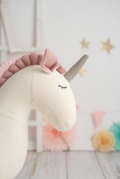 White 100% cotton maxi unicorn plush toy 110X33X83 cm