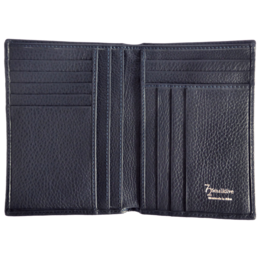 Brieftasche aus gekrispeltem Leder mit 8 Kreditkartenfächern Blau