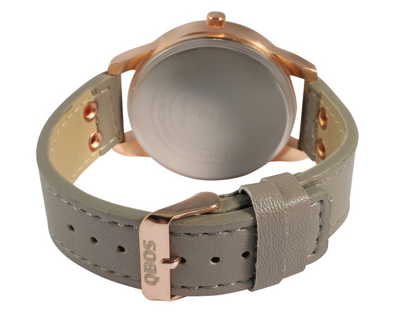 Zegarek unisex QBOS z paskiem z imitacji skóry