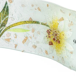 Haved rectangular table clock, in Murano glass, gift idea, favors, floral decoration cm.30 cm