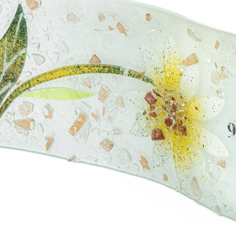 Haved rectangular table clock, in Murano glass, gift idea, favors, floral decoration cm.30 cm