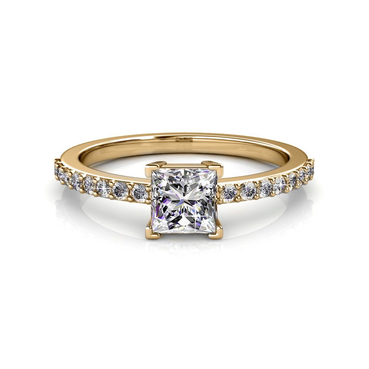 Simple Square Ring - Gold and Crystal