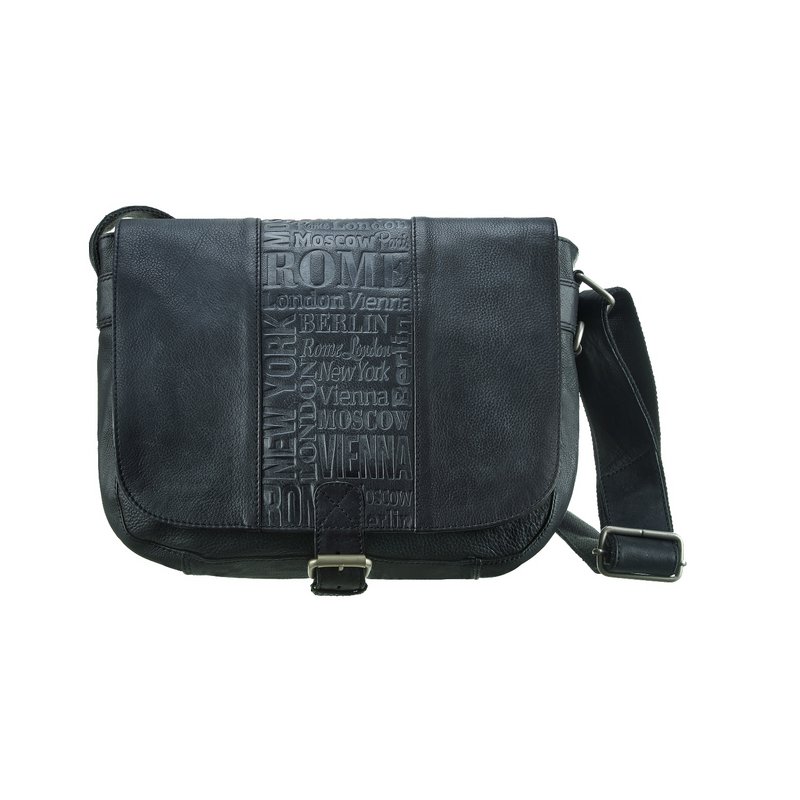 Venticinque sacca a tracolla Antigo City Black *Una borsa due stili *
