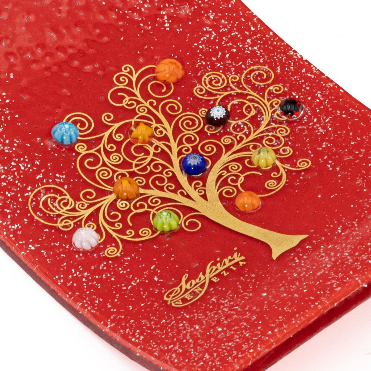 Havered rechthoekige muurwacht, in Murano Glass, Gift Idea, Gunsten, Golden Decoration Tree of Life