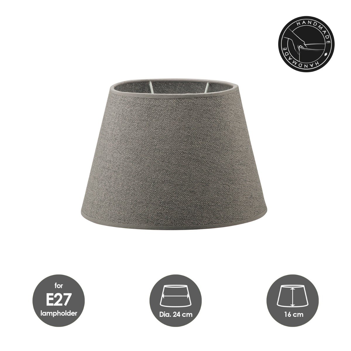 Home Sweet Home Stoffen Lampenkap Grey - 24 x 16 x 16 cm