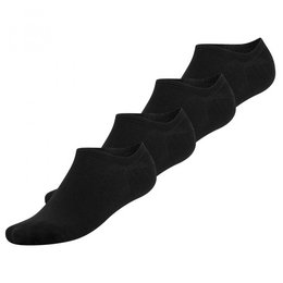 Black bamboo no-show sneaker socks, 4 pairs, sizes 35-38, 39-42, 43-46.