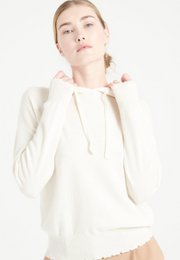 MIA 16 Cashmere hættetrøje med ecru hvid mejslet finish