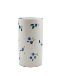 Ceramic flower vase with blue and green floral pattern