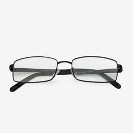 Black rectangular eyeglasses with metal frame