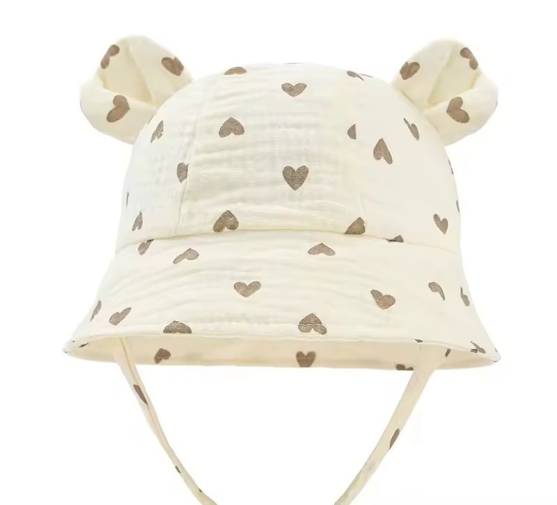 Cappello da sole idrofilo per bambino - Beige con cuori