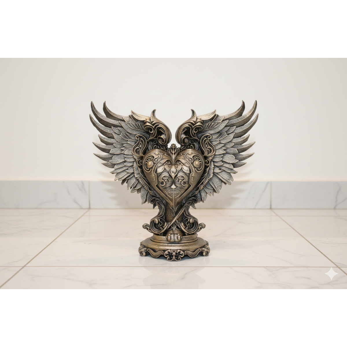 Sculpture de cœur ailé – peinte à la main