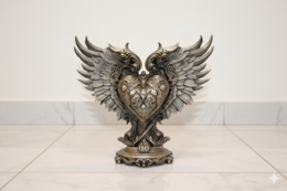 Sculpture de cœur ailé – peinte à la main