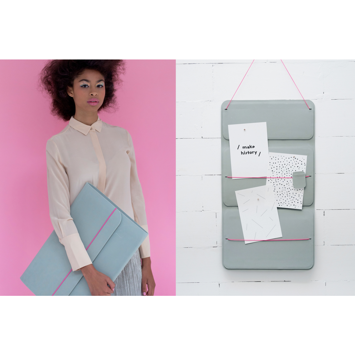 Kunsttasche - Soft Mint x Pink