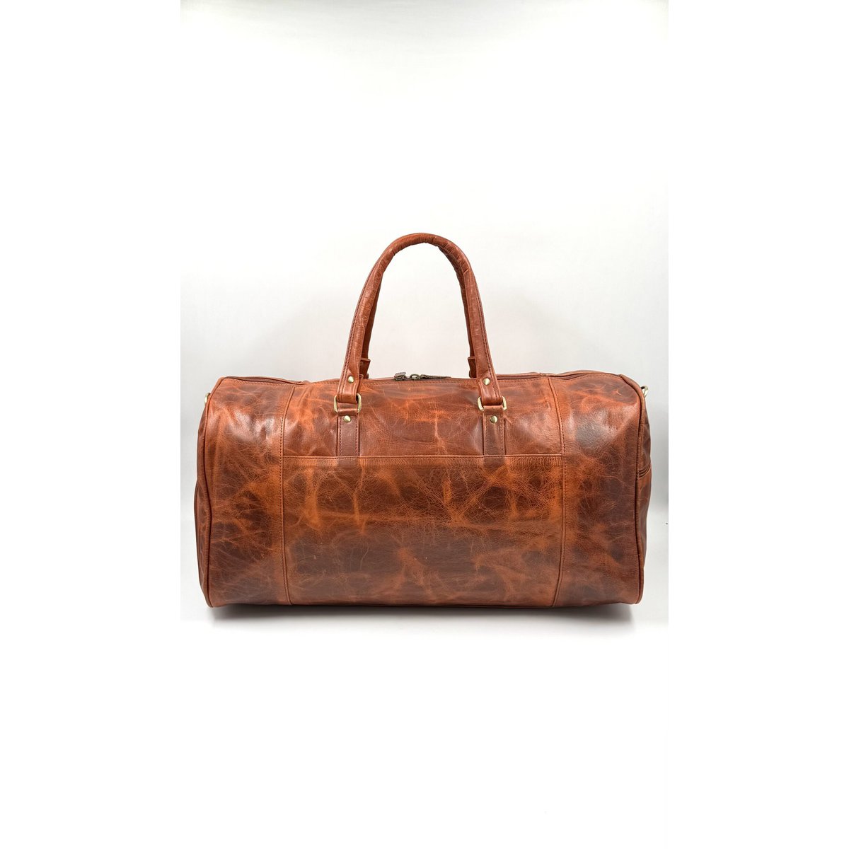Handgefertigte Reisetasche aus marokkanischem Leder – Artisan 6-Pocket „Brick Brown“ Duffle mit speziellem Schuhfach