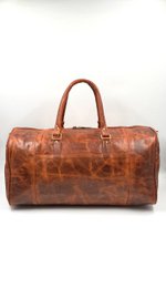 Håndlavet marokkansk rejsetaske i læder – Artisan 6-lommers "Brick Brown" duffel med dedikeret skorum