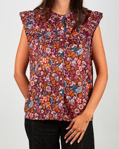 Morris purple women's sleeveless ruffled blouse
