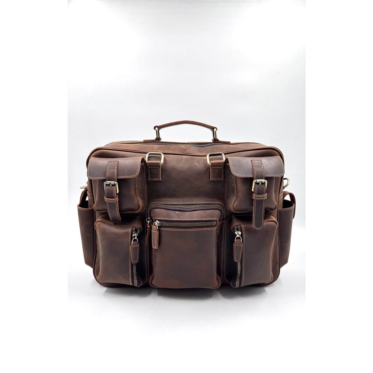 Handgefertigte „Crazy Horse“-Businesstasche aus Leder – handgefertigte Executive-Aktentasche und Reisetasche mit mehreren Taschen