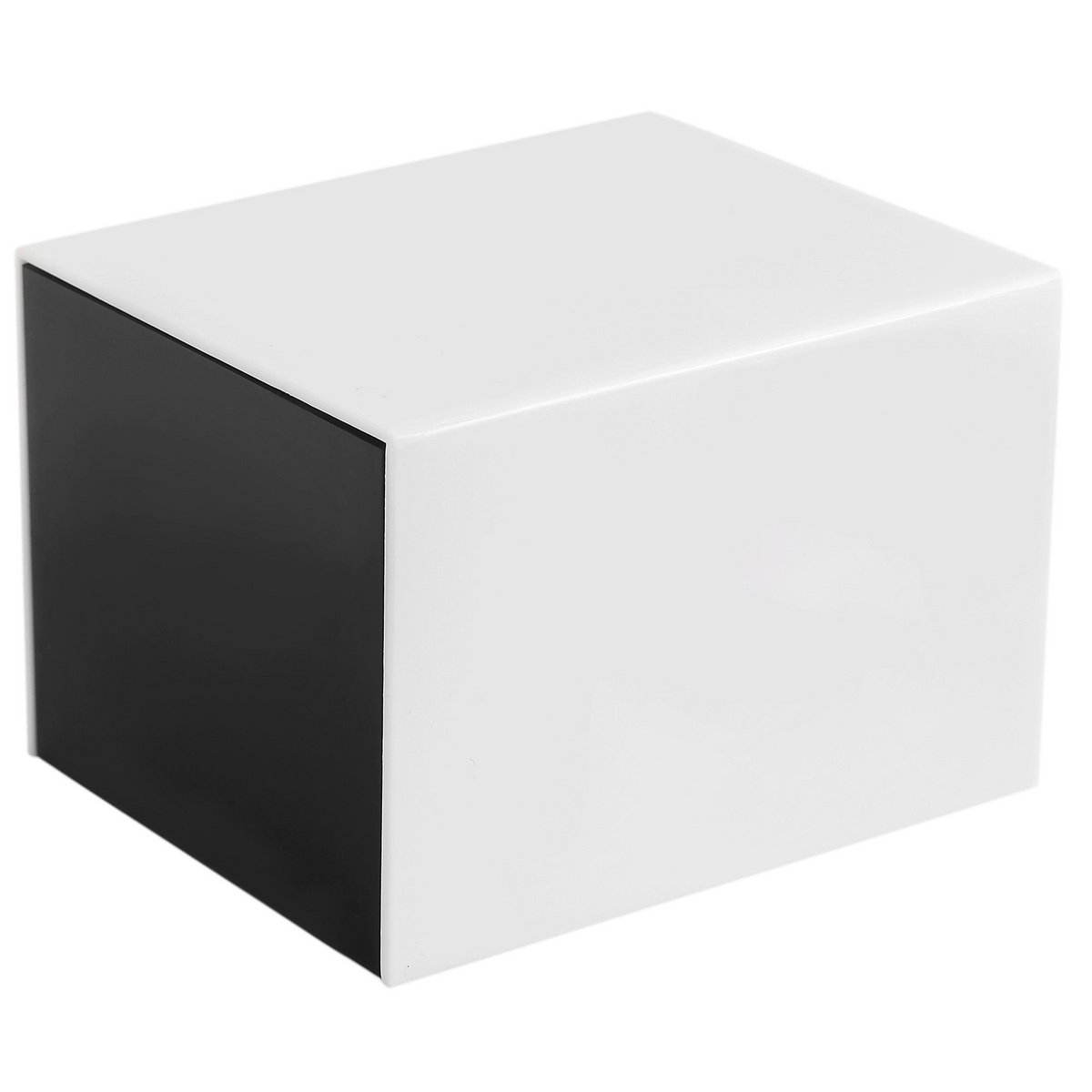 Plastic watch box, black/white, hinged lid, pack of 12, 9.9 cm x 8.1 cm x 6.8 cm