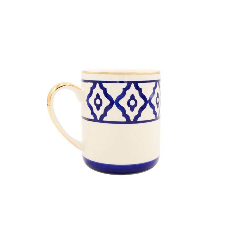 Kaffeetasse/Coffee-Mug Modell Dackel aus Keramik, handbemalt mit Dackelmotiv, Goldrand und gold belegtem Griff 250 ml. Tasseninhalt in den Farben rot, grün und blau erhältlich