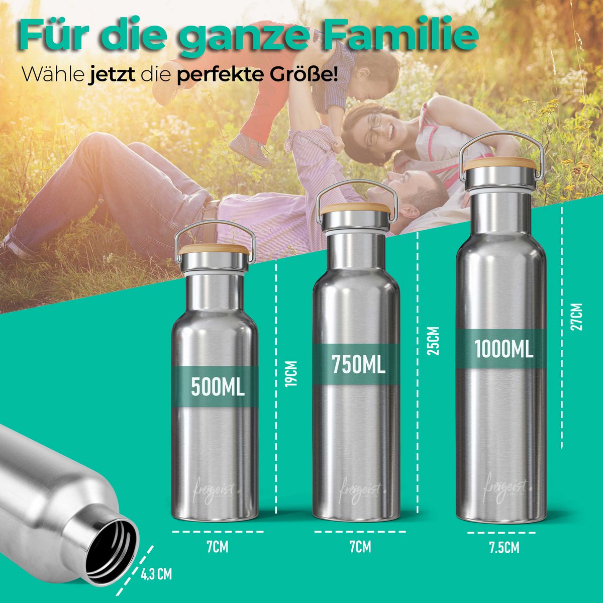 Thermosflasche aus Edelstahl | Trinkflasche, doppelwandig, vakuumisoliert | 750 ml