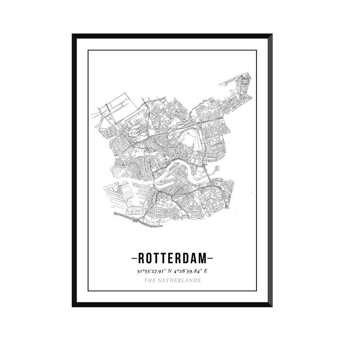 Rotterdam - Mapa de la ciudad Póster