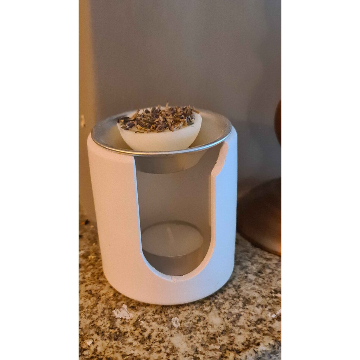 LAVURI® Wax Melter made of cast ceramic, tealight + white metal pot, wax melts not included