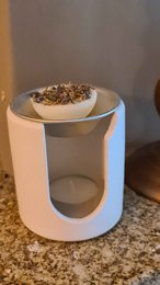 LAVURI® Wax Melter made of cast ceramic, tealight + white metal pot, wax melts not included