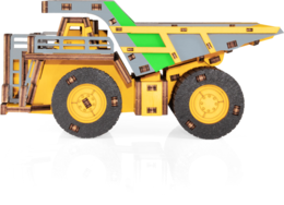Eco Wood Art (EWA) 3D-Puzzle aus mechanischem Holz, Hybrid-Bergbau-Muldenkipper Belaz-7513M, 4233, Farbe Gelb, 18 x 9 x 10 cm