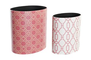 TRASH BIN SET 2 WOODEN CANVAS 33X24.5X35.3 ORANGE LD195391