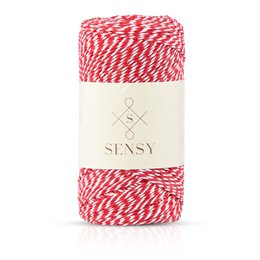 Red and white striped cotton twine, premium 2mm craft string, decorative striped rope for wrapping.