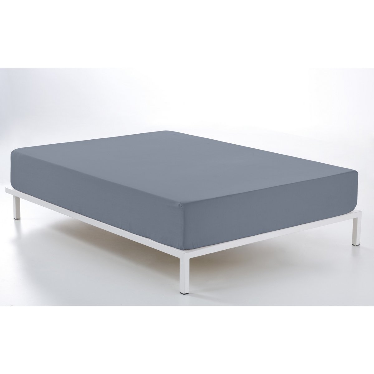 Bajera ajustable color acero - Cama de 150 (alto 35 cm) - 100% algodón - 200 hilos. Gramage: 125