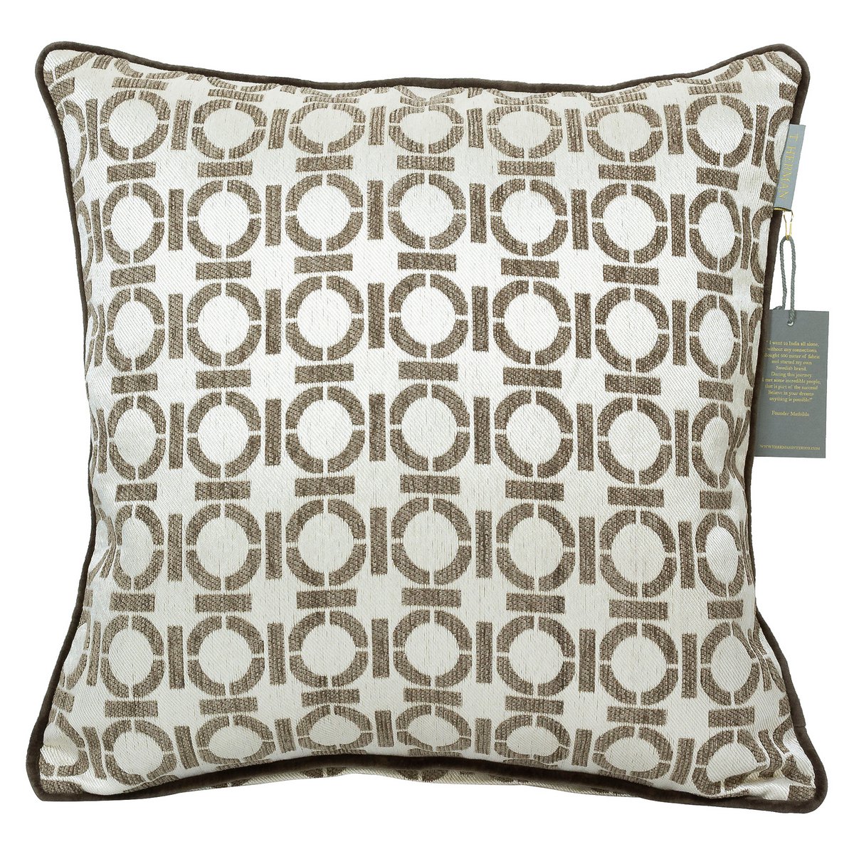 FUNDA DE ALMOHADA MARFIL/MARRÓN - MILANO