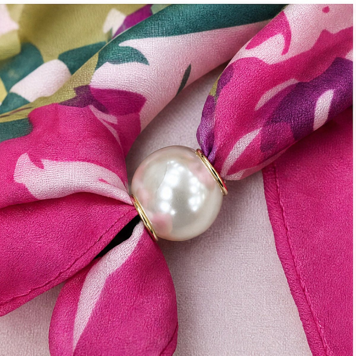 HS Pearl Scarf Satin Print Flowers - Multiple Prints