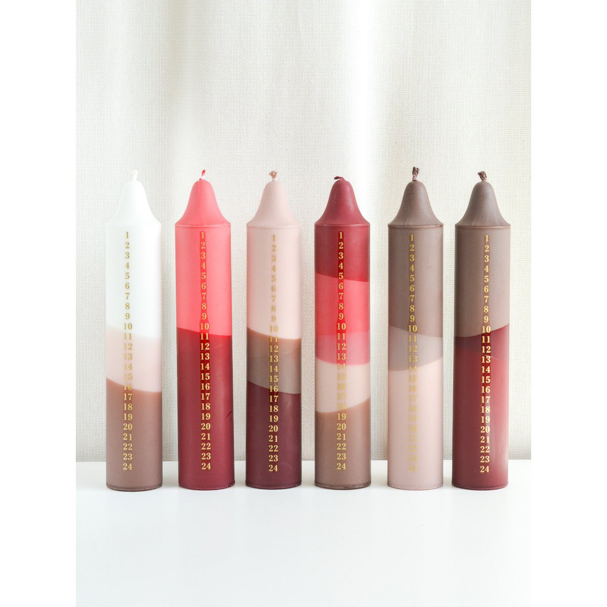Kalenderlys Rot, Fuchsia, Beige & Brown