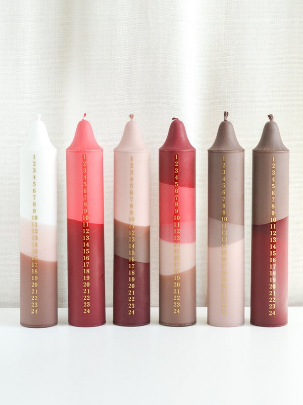 Kalenderlys Rot, Fuchsia, Beige & Brown