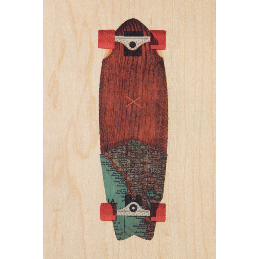 travel skate wooden postcard