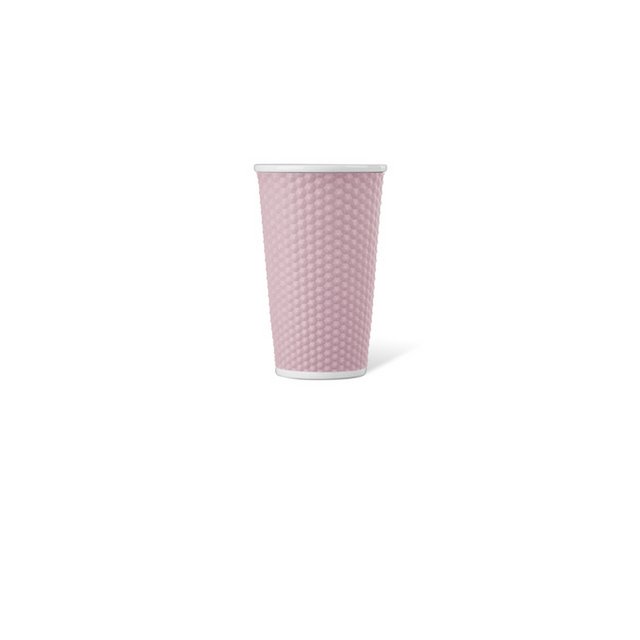 Kubek porcelanowy LAP 450ml z silikonem. uchwyt o strukturze plastra miodu Różowy