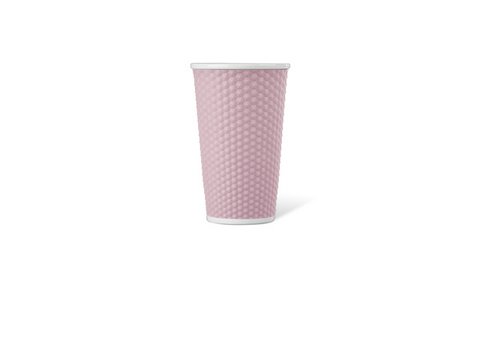 Porcelain cup LAP 450ml with silicon. grip honeycomb Pink