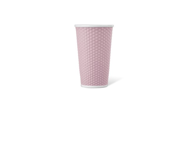 Beker porselein LAP 450ml met silic. grip honingraat Pink