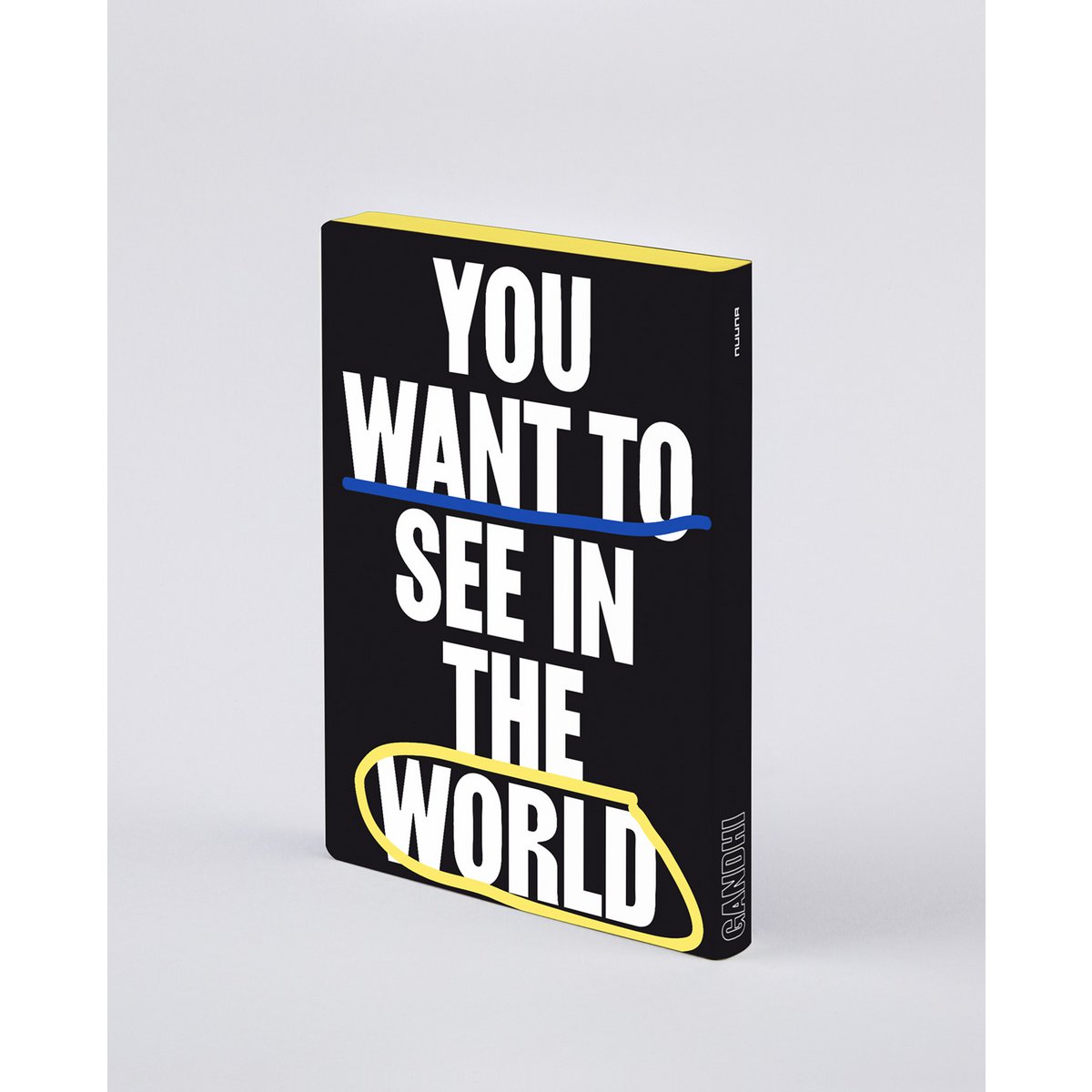 Sea el cambio - Gráfico L | cuaderno nuuna A5+ | Cuadrícula de puntos de 3,5 mm | Papel premium de 120 g | Cuero negro | producido de forma sostenible en Alemania