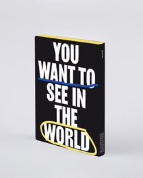 Sea el cambio - Gráfico L | cuaderno nuuna A5+ | Cuadrícula de puntos de 3,5 mm | Papel premium de 120 g | Cuero negro | producido de forma sostenible en Alemania