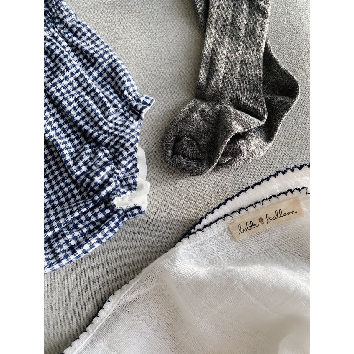 Muslin with crochet piping - Navy Blue Piping
