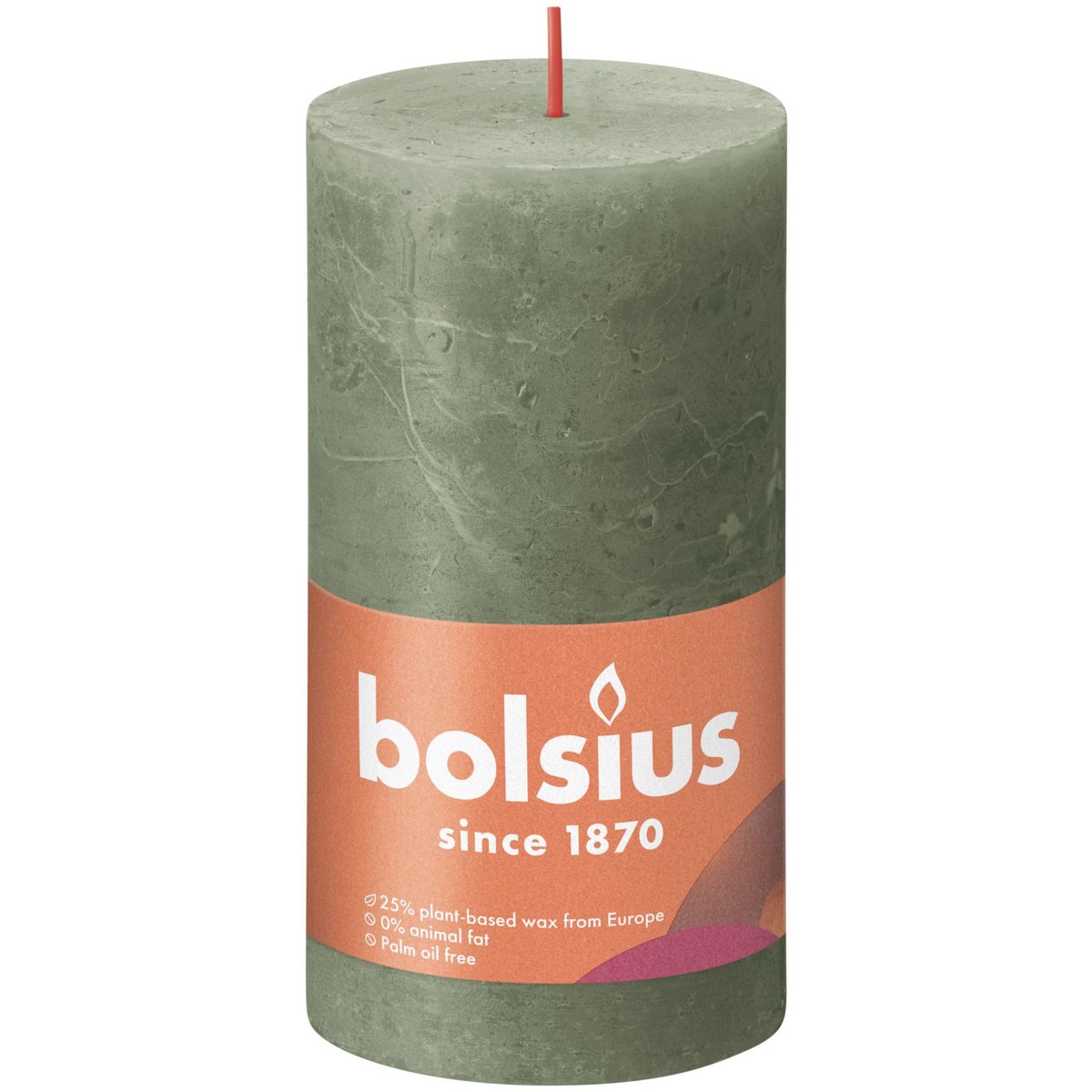 Bolsius Rustikale Stumpenkerze 130/68 Oliv