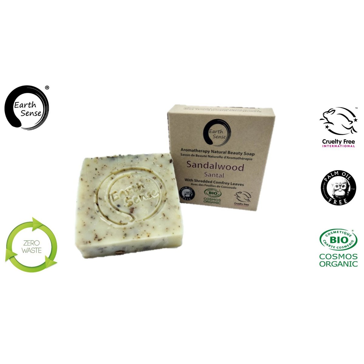 Sapone solido certificato biologico - legno di sandalo con foglie comodette grattugiate 90 g