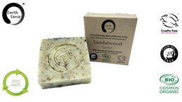 Sapone solido certificato biologico - legno di sandalo con foglie comodette grattugiate 90 g